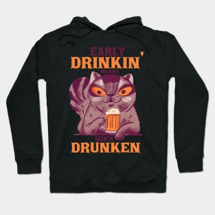 cat beer, cat drinking beer, beer cat, drinking cat, beer, cat, beer drinking gift, drinking animal Hoodie